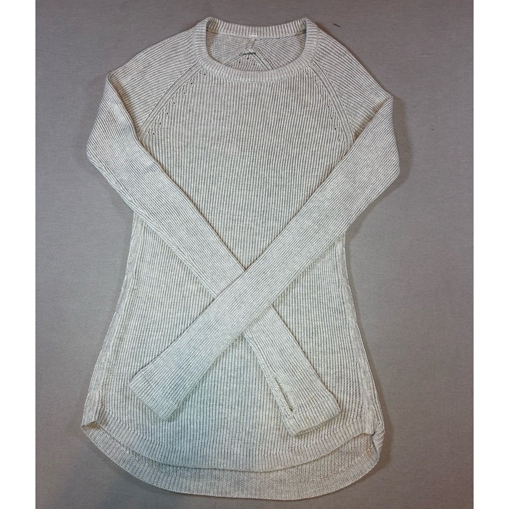 Lululemon Cabin Yogi Long Sleeve Sweater Heathered Light Grey Cashmere Blend - Picture 2 of 11